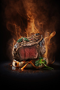 牛肉照片素材牛西餐排烤肉照片插画