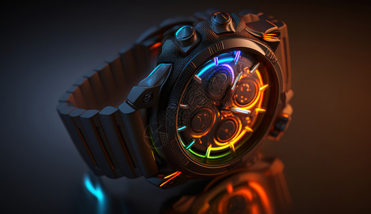手表机械素材发光的机械手表插画