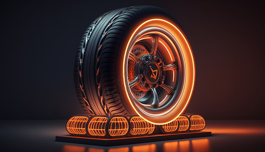 发光的汽车轮胎背景图片