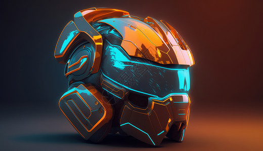 科技金属质感发光的头盔背景图片