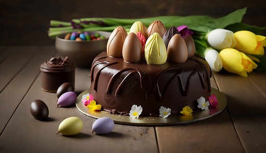 复活节蛋糕和彩蛋图片