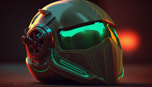机械产品背景霓虹光高端质感头盔插画