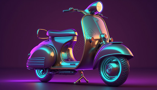 颜色不一光弧炫酷的金属质感踏板电动车插画