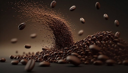 咖啡粉末咖啡豆插画