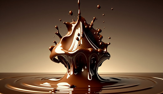 牛奶和涟漪流动的巧克力插画