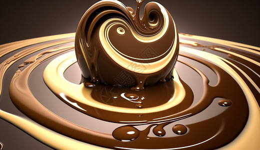 牛奶丝滑流动心形巧克力插画