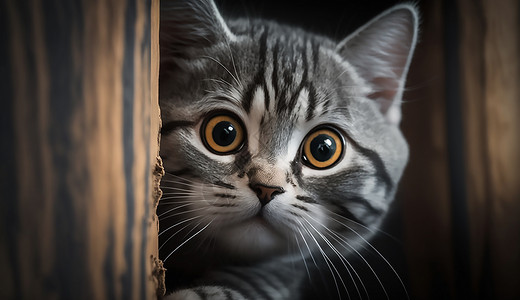 可爱的灰色条纹猫高清图片