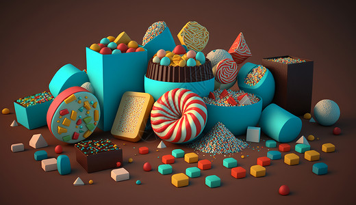 一堆糖美味的糖果世界插画