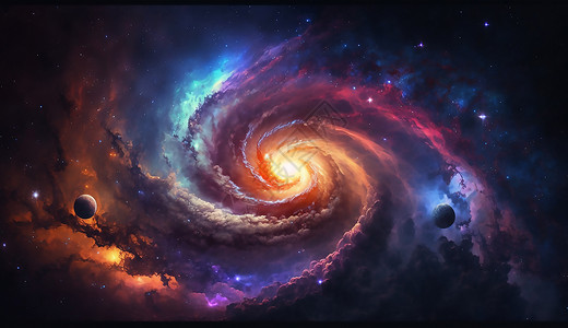 超现实主义背景宇宙中的星云插画