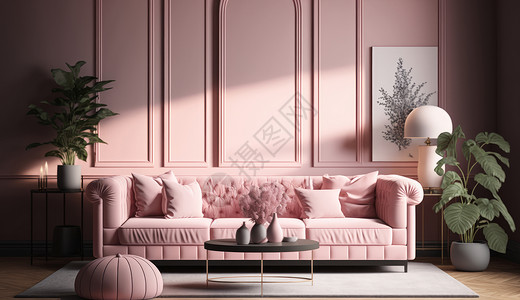 粉色现代感客厅装修图片