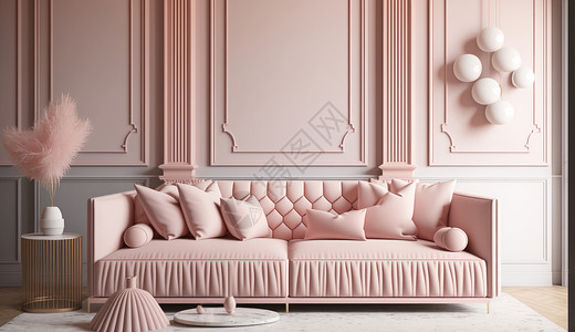 沙发粉色粉色系简约风客厅装修背景