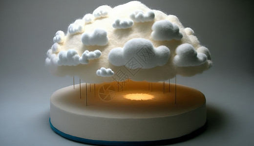 羊毛毡云朵小岛背景图片