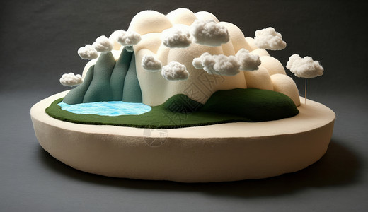可爱的羊毛毡云朵小岛图片