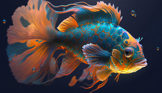 海洋生物彩色鱼彩色的热带鱼插画