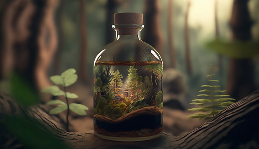 瓶子里的迷你森林图片