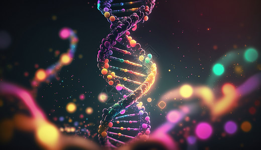 dna模型高清闪耀彩色光DNA模型插画