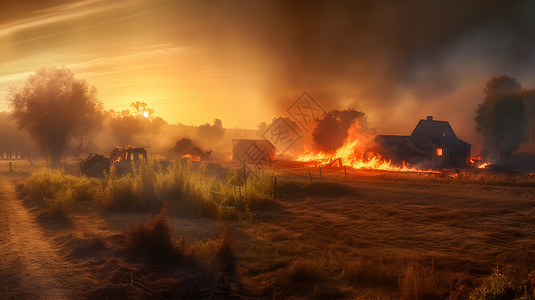 预防牧场火灾高清图片