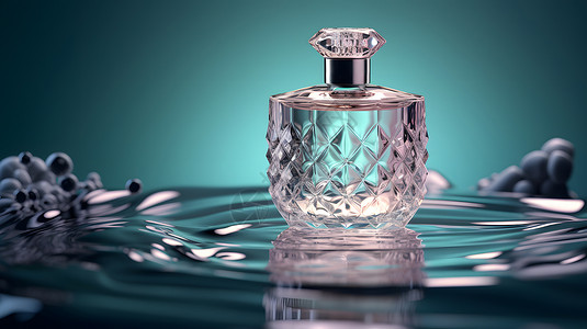 透明香水瓶水面钻石香水瓶设计图片