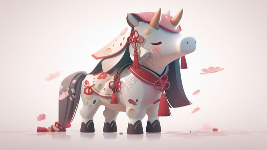 萌萌的小白牛3D背景图片