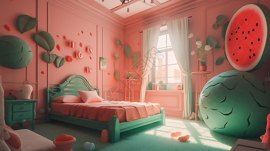 可爱粉色房间背景图片