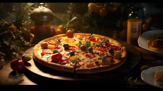 意式披萨美味的餐饮水果披萨食物插画
