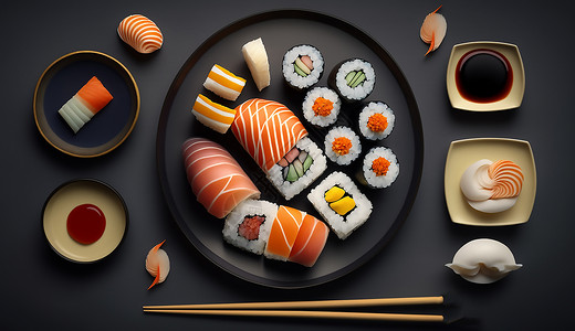 特色套餐一份日式特色寿司套餐插画