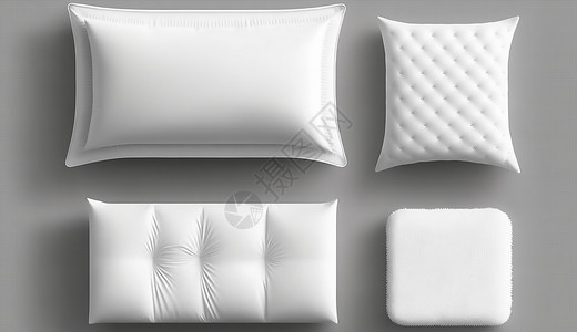 白色床品白色的枕头插画