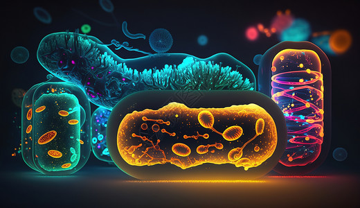 细胞生长发光的细胞虫生长插画