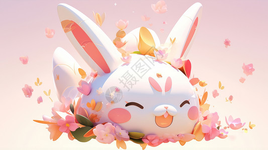 复活节开心兔子开心的大笑的可爱的卡通小白兔插画