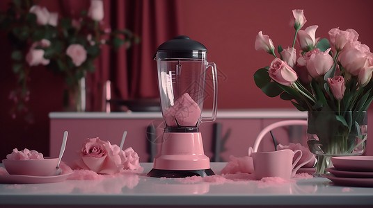 吹玻璃机粉色料理机插画