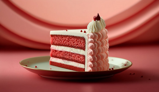红绒蛋糕素材红丝绒奶油蛋糕数艺术插画