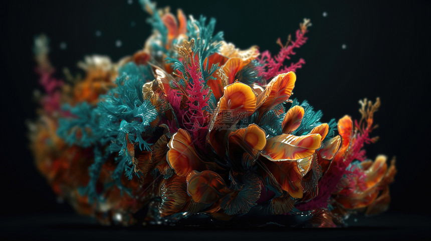 彩色的海底贝壳类生物图片