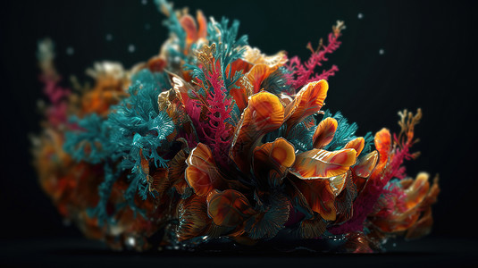 彩色的海底贝壳类生物背景图片