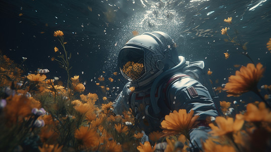 沉入水底的宇航员图片
