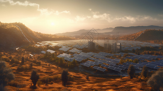 山中太阳能发电站背景图片