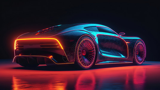新能源红色汽车未来设计感的超跑插画