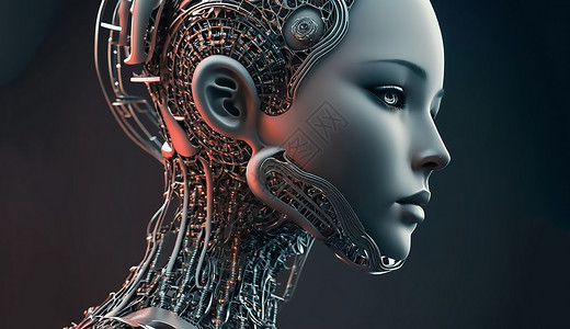 美女科技机器人背景图片