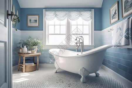 蓝色浴缸室内装饰家居洗手间浴缸家居设计背景