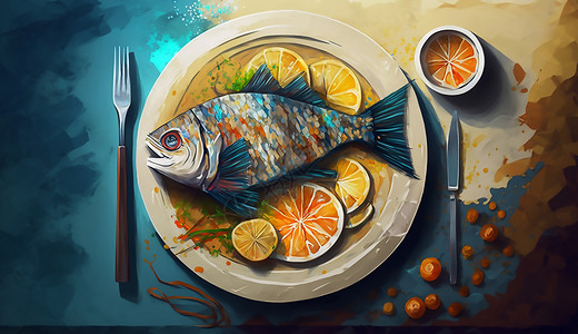 美味的鱼插画背景高清图片