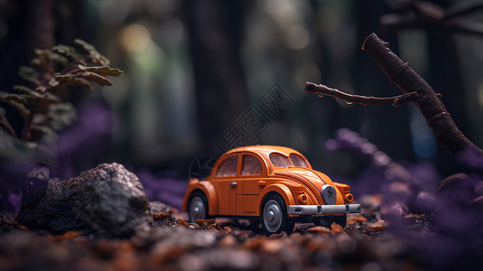 橙色小汽车乐高图片