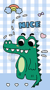 可爱蓝色系鳄鱼哥卡通壁纸简笔画高清图片