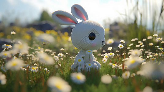 小白兔子玩具兔子插画
