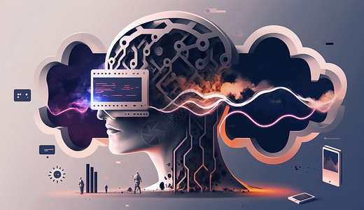 人工智能大脑人工智能科技照片插画