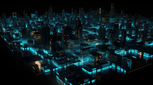 深色城市深色奇幻的未来数字世界插画