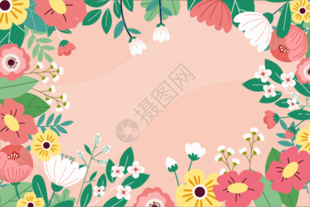 圆形框架素材母亲节花卉背景矢量插画GIF高清图片