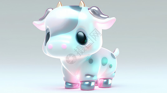 奶牛可爱玩具可爱的卡通小奶牛立体插画
