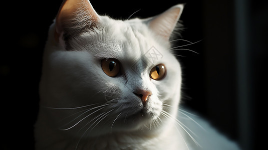 可爱的白色猫头背景图片