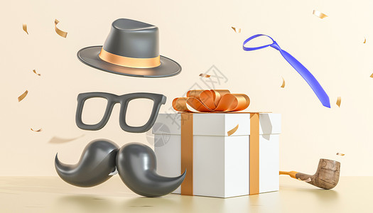 帽子眼镜欢度父亲节节日设计图片