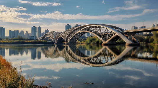 宏伟的江河大桥图片
