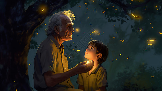 老人与孩子童话故事图片